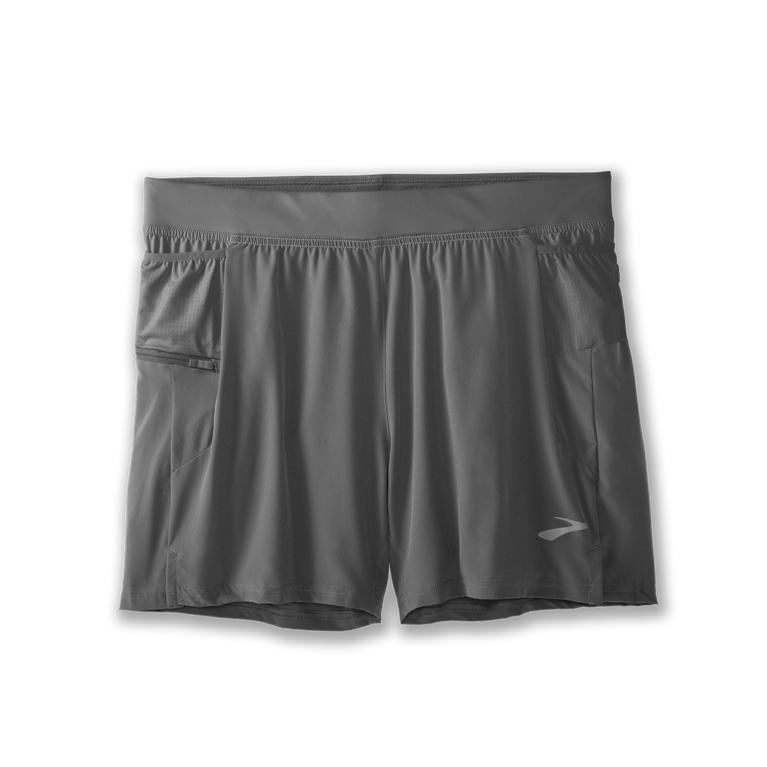 Brooks Mens Sherpa 5 2-In-1 Running Shorts - Steel/grey (798603-QKJ)